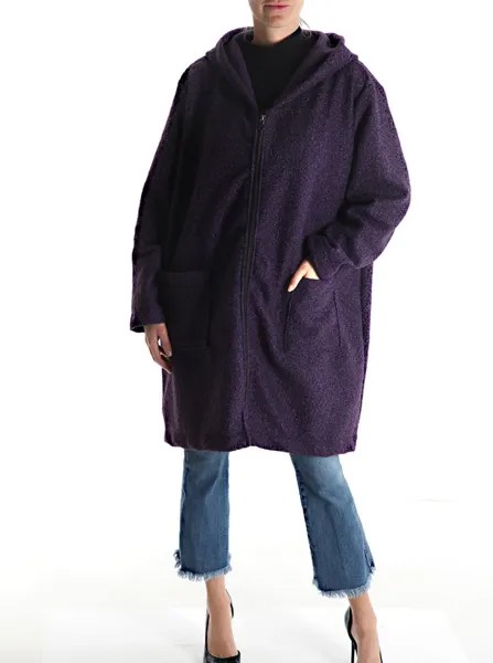 Пальто Дастер с карманами и капюшоном на молнии, индиго