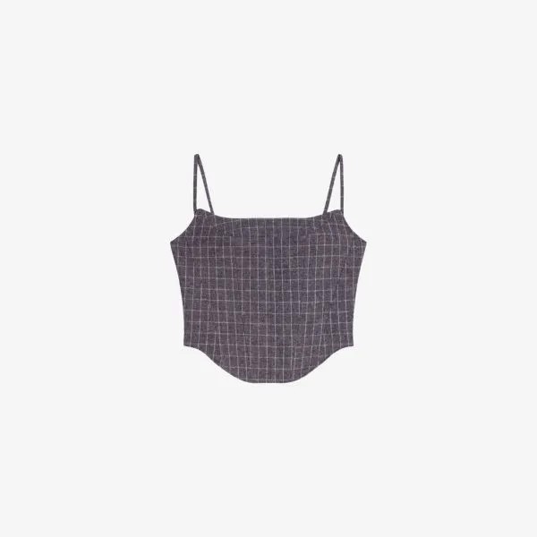Топ Loceyln из эластичной ткани в клетку с квадратным вырезом Maje, цвет noir / gris