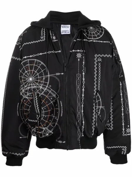 Бомбер с принтом Marcelo Burlon County of Milan, черный