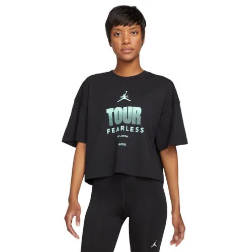 Женская укороченная футболка Air Jordan Fearless Tour, черно-зеленая DX5973-010