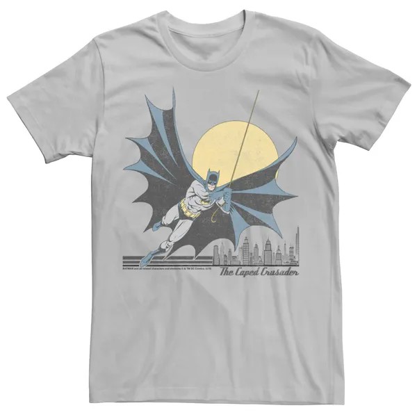 Мужская футболка с портретом Batman Night Swing DC Comics, серебристый