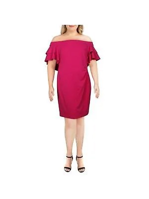 Женское розовое коктейльное платье-футляр RALPH LAUREN с развевающимися короткими рукавами Размер: 14