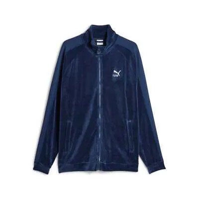 Puma T7 Велюровая спортивная куртка на молнии, мужская синяя повседневная спортивная верхняя одежда 6213051