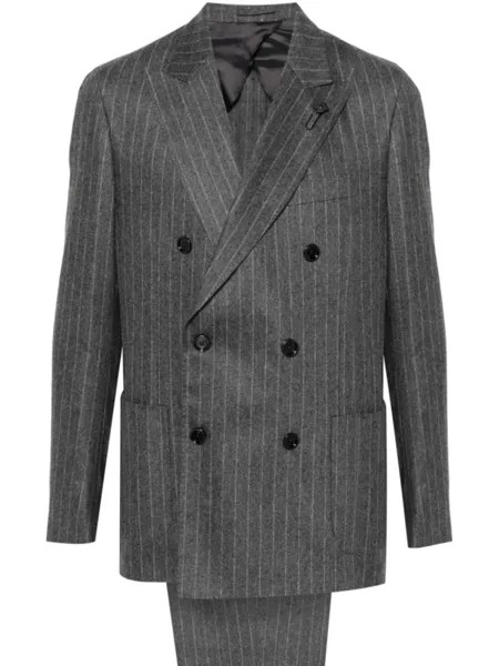 Lardini костюм с брошью, серый