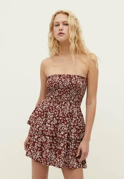 Летнее платье Stradivarius, коричневый
