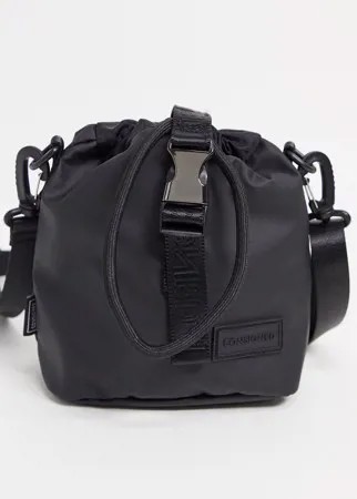 Маленькая сумка через плечо с пряжкой и затягивающимся шнурком Consigned-Черный цвет