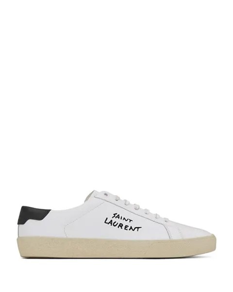 Кожаные кроссовки Court Classic Sl/06 с вышивкой Saint Laurent, цвет White