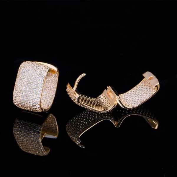 WWJ Блестящий золотой цвет Ювелирные изделия 500 шт кубический циркониевый обруч серьги