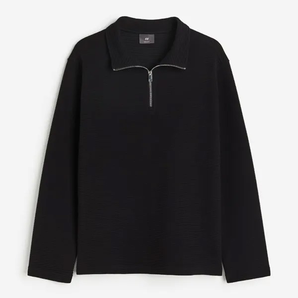 Свитшот H&M Regular Fit Half-zip, черный