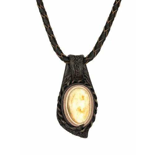 Колье AmberHandmade, янтарь, длина 51 см, бежевый