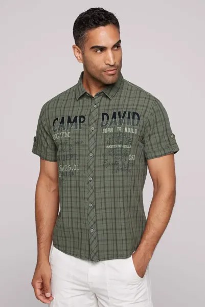 Рубашка CAMP DAVID с короткими рукавами, хлопок, зеленый