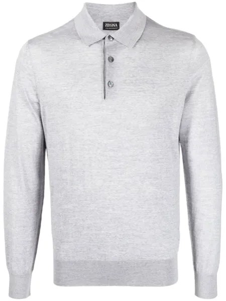 Zegna шерстяная рубашка поло с длинными рукавами, серый
