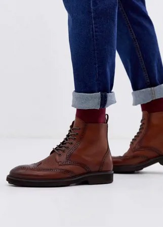 Светло-коричневые кожаные ботинки-броги Office-Светло-коричневый
