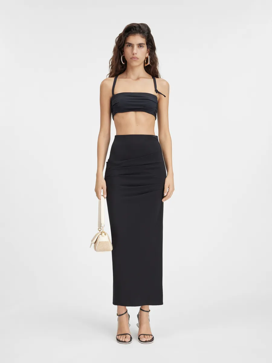 Длинная драпированная юбка Jacquemus, черный
