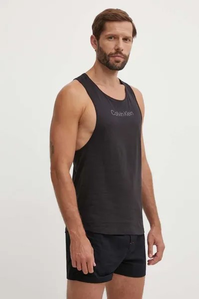 Майка из смесового льна Calvin Klein, черный