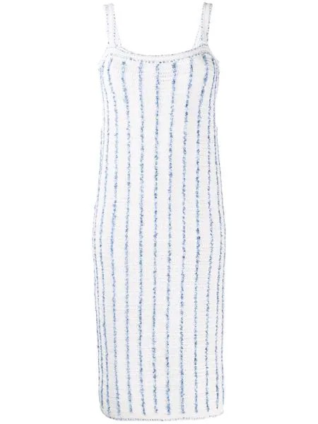 Thom Browne трикотажное платье миди в полоску