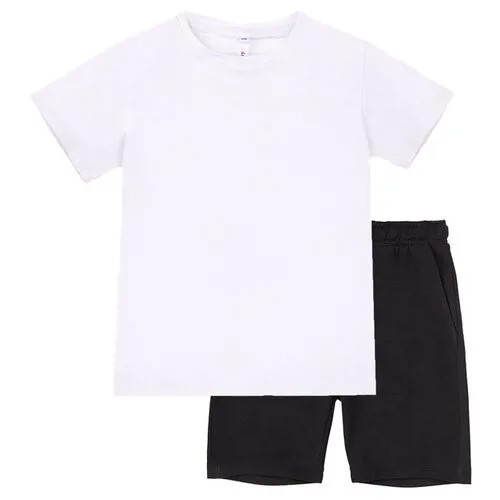 Комплект (футболка, шорты) PLAYTODAY 22011088 для мальчика, цвет белый/черный, размер 128
