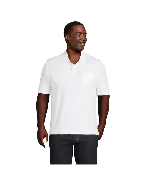 Мужская рубашка-поло с короткими рукавами Comfort-First для больших и высоких людей с карманом Lands' End