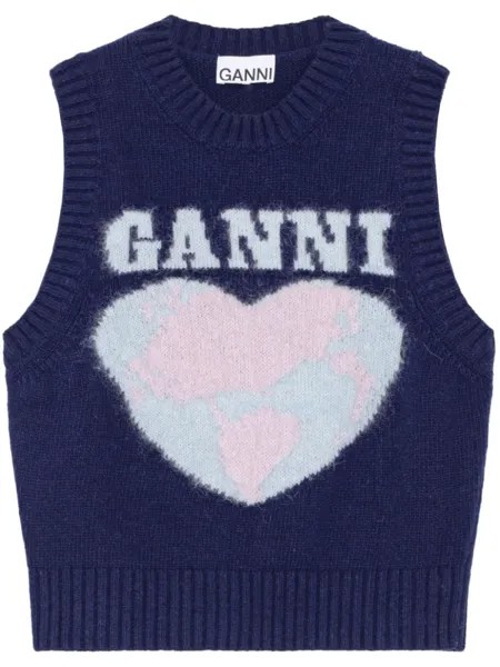 Топ вязки интарсия GANNI, синий