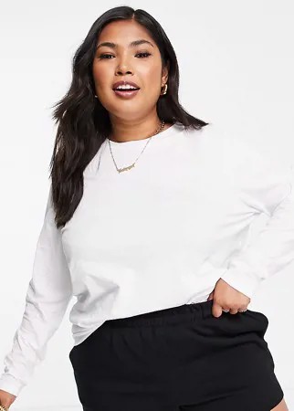 Белый лонгслив из материала с добавлением органического хлопка ASOS DESIGN Curve Ultimate