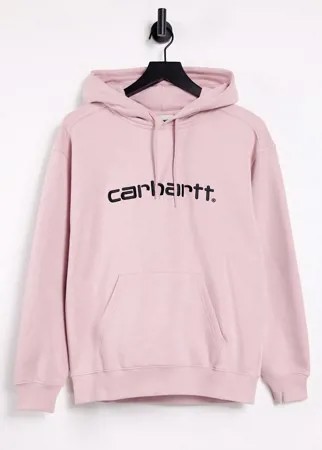 Розовый свободный худи с большим логотипом Carhartt WIP-Розовый цвет