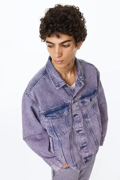 Джинсовая куртка свободного кроя H&M, фиолетовый