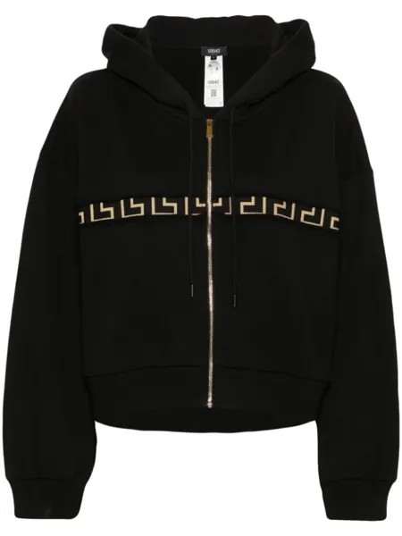 Versace худи на молнии с декором Greca, черный