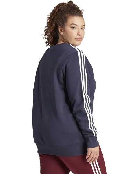 Толстовка Adidas Plus Size Inc 3-Stripes Fleece Sweatshirt, цвет Legend Ink/White