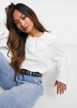 Белый лонгслив с воротником Monki Pari