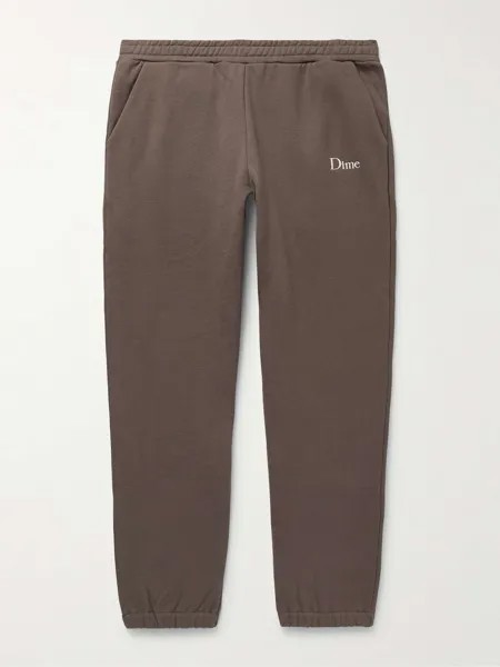 Зауженные спортивные штаны из хлопкового джерси с вышитым логотипом DIME, коричневый
