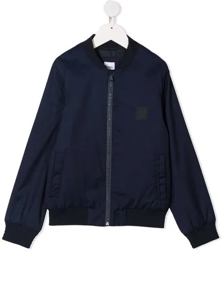 BOSS Kidswear бомбер с нашивкой-логотипом
