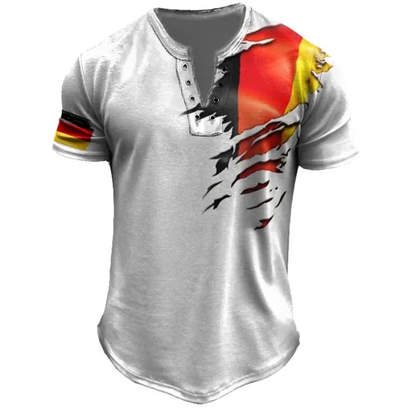Мужская винтажная футболка с V-образным вырезом и графическим принтом флага Германии