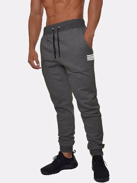 Мужские основные однотонные хлопковые шнурки Sport Loose Fit Фитнес Jogger Брюки