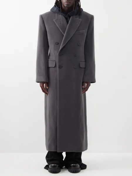 Двубортное пальто из шерсти-альпаки Balenciaga, серый