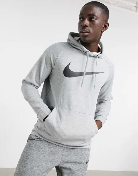 Худи серого цвета с логотипом-галочкой Nike Training-Серый