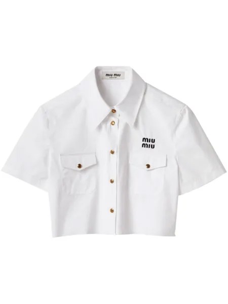 Miu Miu рубашка с вышитым логотипом, белый