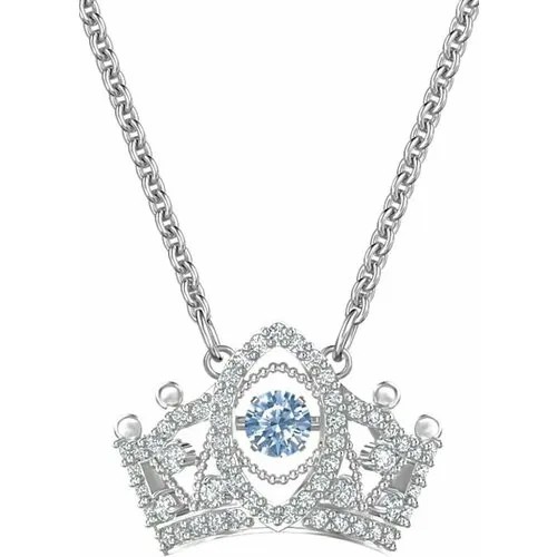 Колье SWAROVSKI, кристаллы Swarovski, длина 38 см, серебряный, голубой