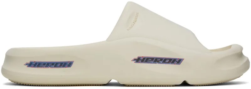 Белые эко формованные шлепанцы Heron Preston