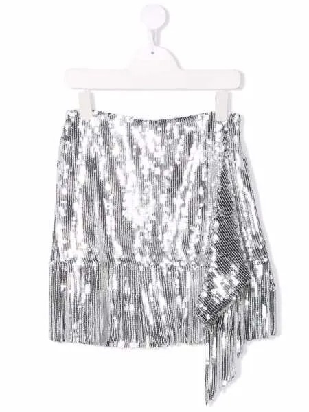 Pinko Kids юбка с бахромой и пайетками