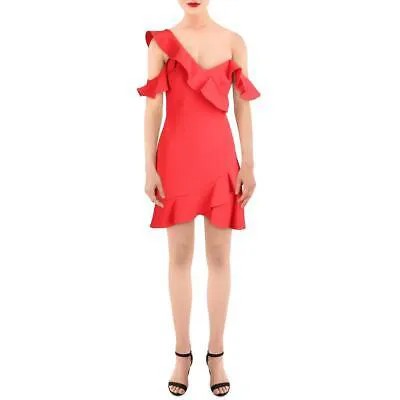 BCBGMAXAZRIA Женское красное мини-коктейльное платье на одно плечо Malik 0 BHFO 0167