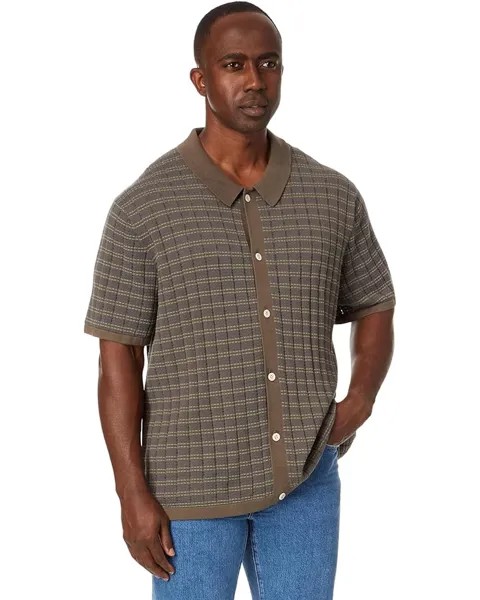 Свитер Madewell Button-Up Long-Sleeve Polo in Stripe, цвет Raw Umber