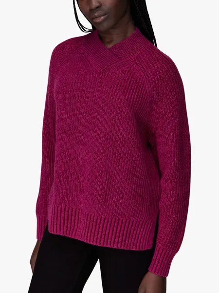 Джемпер из смесовой шерсти с V-образным вырезом и пластинами Whistles, розовый