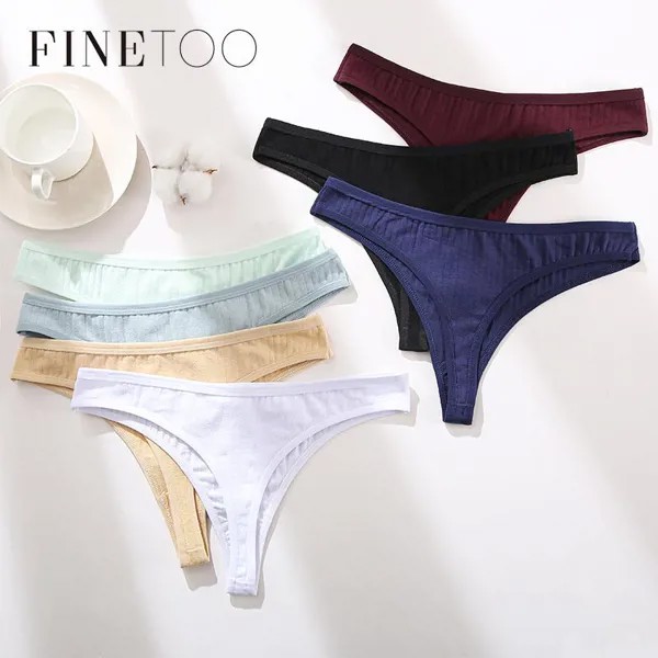 FINETOO 3Шт Женщины Сексуальные невысокие трусики 95% хлопок стринги G-string Нижнее белье Интимные Женщины Трусы Сексуальное белье Однотонные брюки