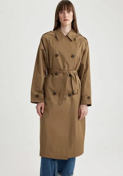 Тренч Regular Fit DeFacto, хаки