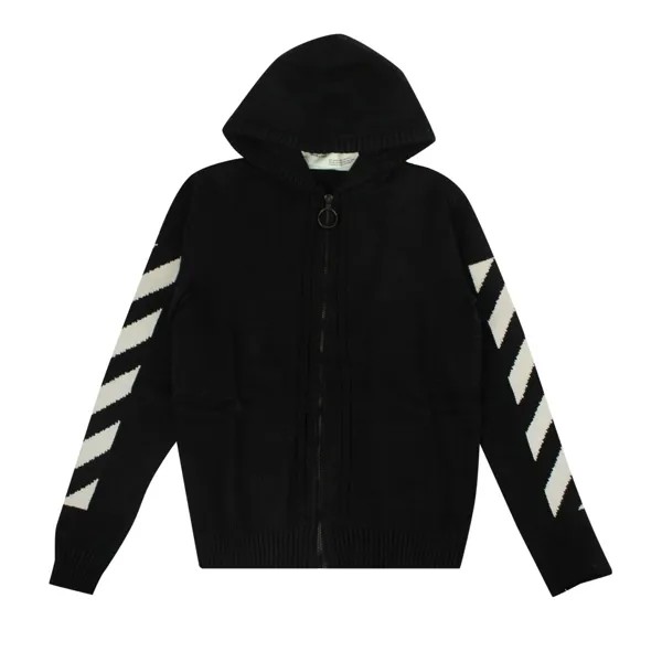 Off-White худи с диагональной молнией, цвет Черный