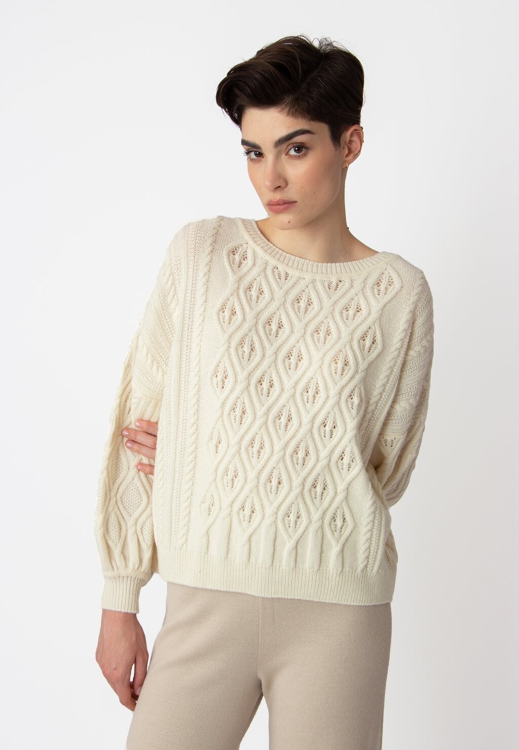 Джемпер O-NECK STRUCTURE PATTERN Ivko, кремовый