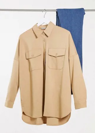 Светло-бежевая рубашка навыпуск Stradivarius-Neutral