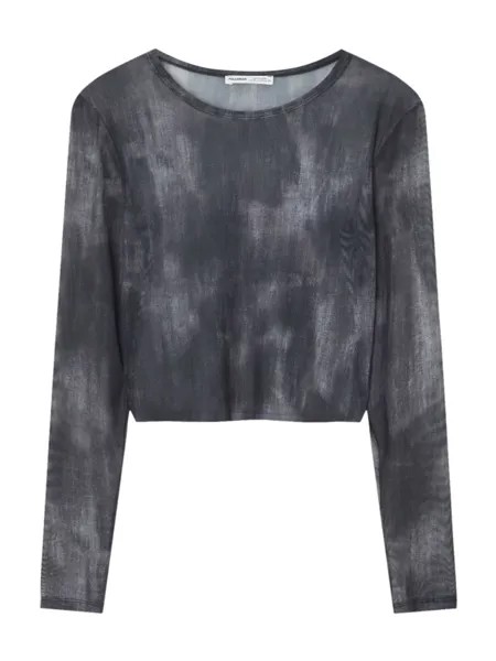 Лонгслив Pull&Bear, серый/антрацит