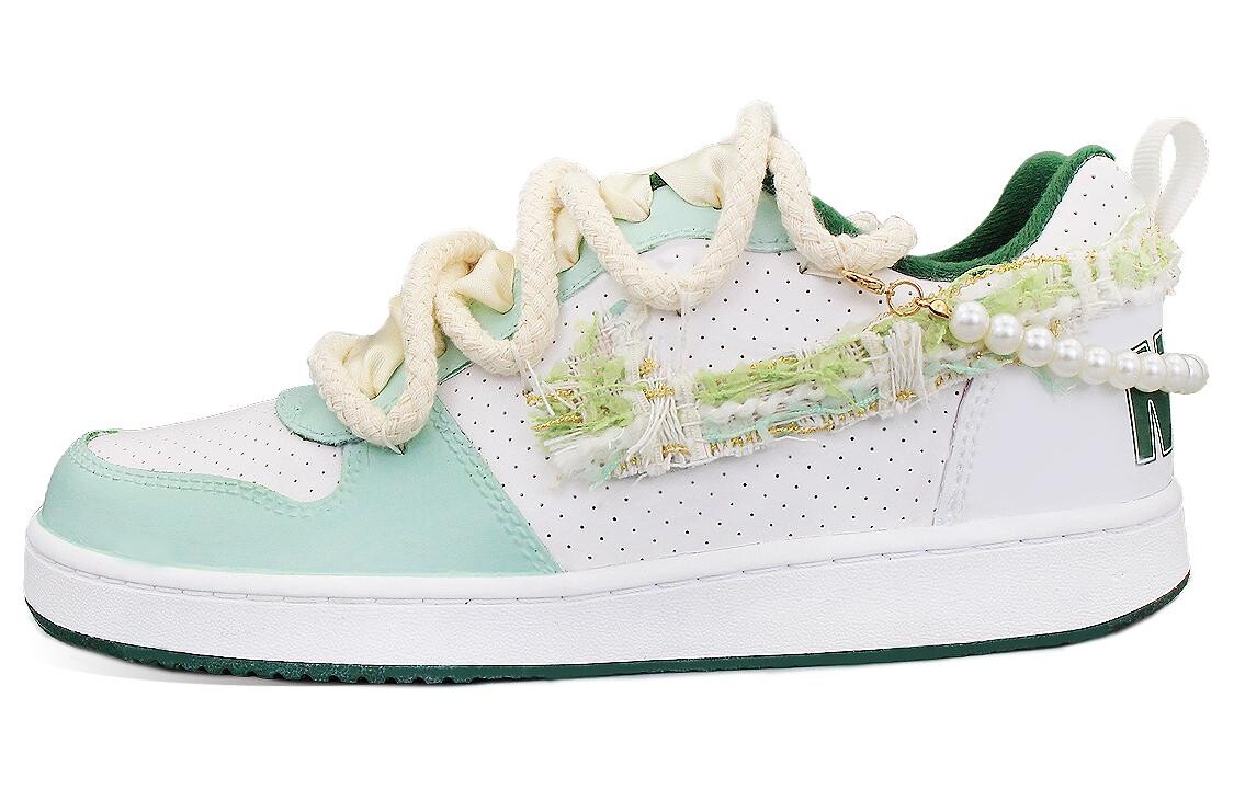 Кроссовки Nike Court Borough Skateboarding Shoes Women's Low-top White/green, зеленый
