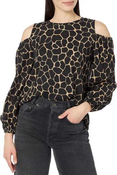 Блузка с открытыми плечами и узором «Жираф» MICHAEL Michael Kors, хаки